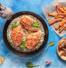 Kyllingbryst med spinatstuing