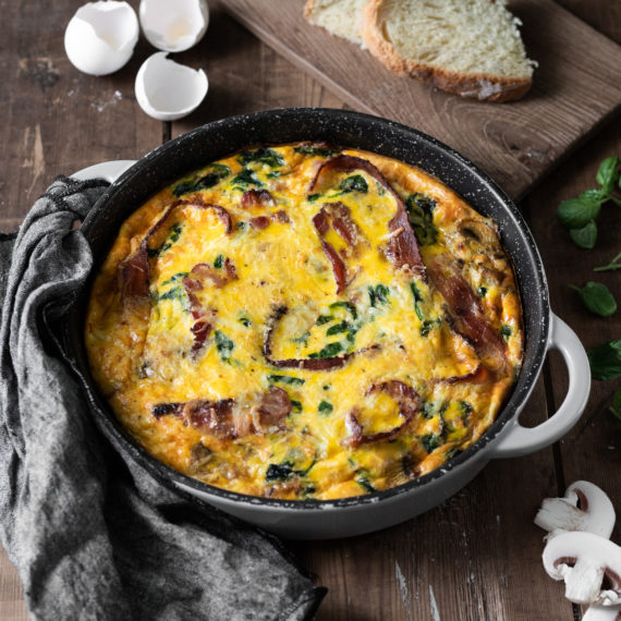 Frittata med spinat og bacon