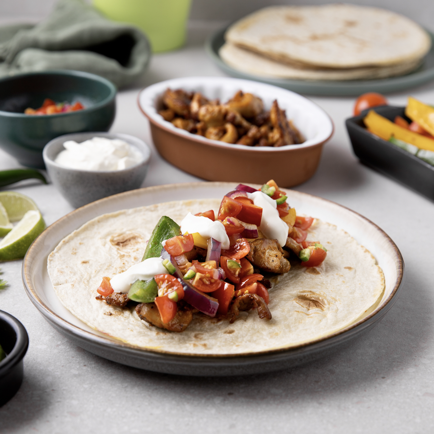 Ferdig kylling fajitas